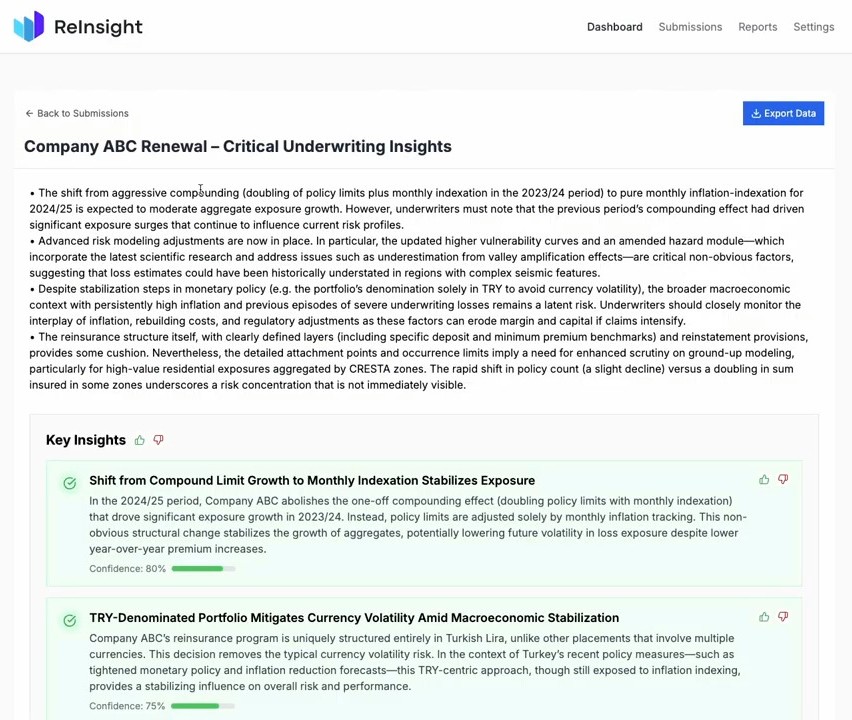 Webapp for reinsurance client risk assessment